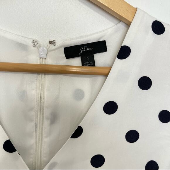 J. Crew Faux Wrap Dress Fawn Polka Dot - Picture 6 of 10